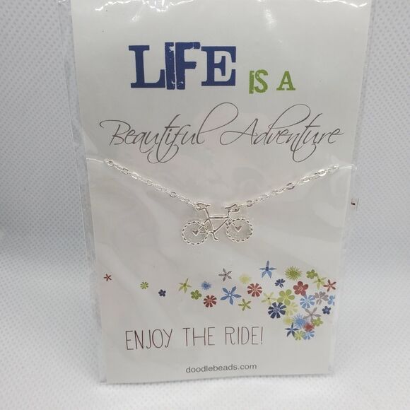 NWT Silver Colored Bicycle Necklace - Picture 1 of 3
